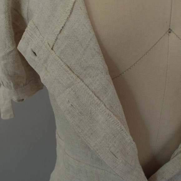 NWT Beige Linen Hayden LA Coconut Button Front Dress - Picture 3 of 5